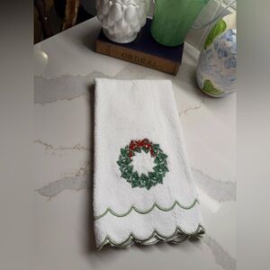 Festive Wreath Embroidered Hand Towel